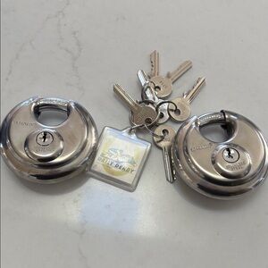U-Haul Silver Disc Padlocks with Keys